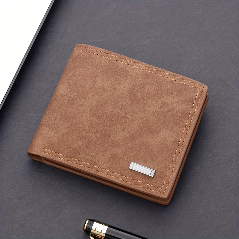 Men's Large Capacity Light Brown PU Leather Wallet with Coin Purse and Multiple Card Slots - Ideal Gift for Men