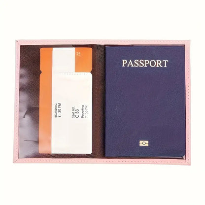 Stylish PU Leather Travel Passport Card Case - Securely Store Passport, Vaccine Card, and Travel Documents - Ideal for Couples and Families - Portable Flight Ticket Holder