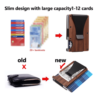 Elegant RFID Blocking Men's Slim Wallet with Bamboo Design