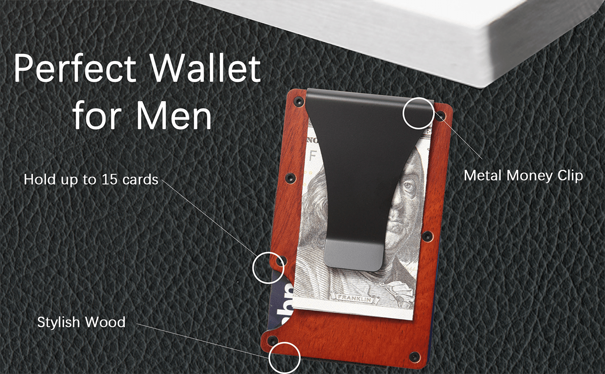 Elegant RFID Blocking Men's Slim Wallet with Bamboo Design