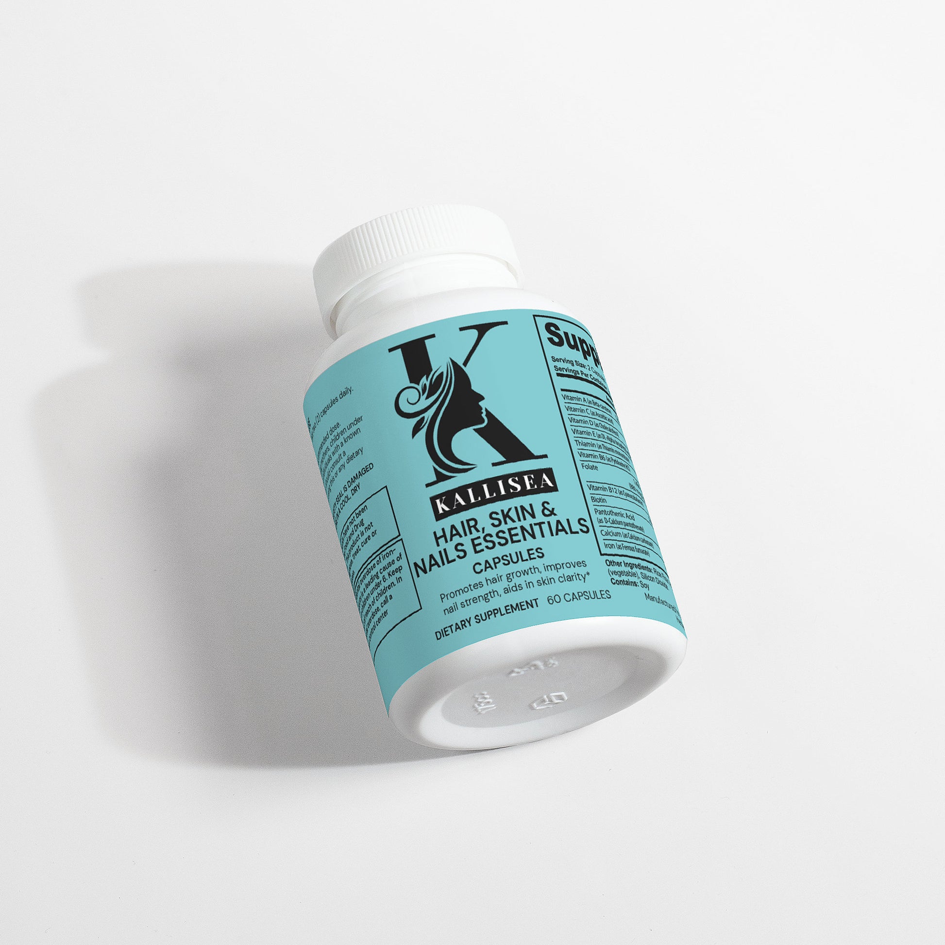 Kallisea Hair, Skin & Nails Essentials – Daily Beauty Supplement with Biotin, Collagen-Supporting Vitamins & Botanicals – 60 Capsules – Natural Glow Support for Women & Men