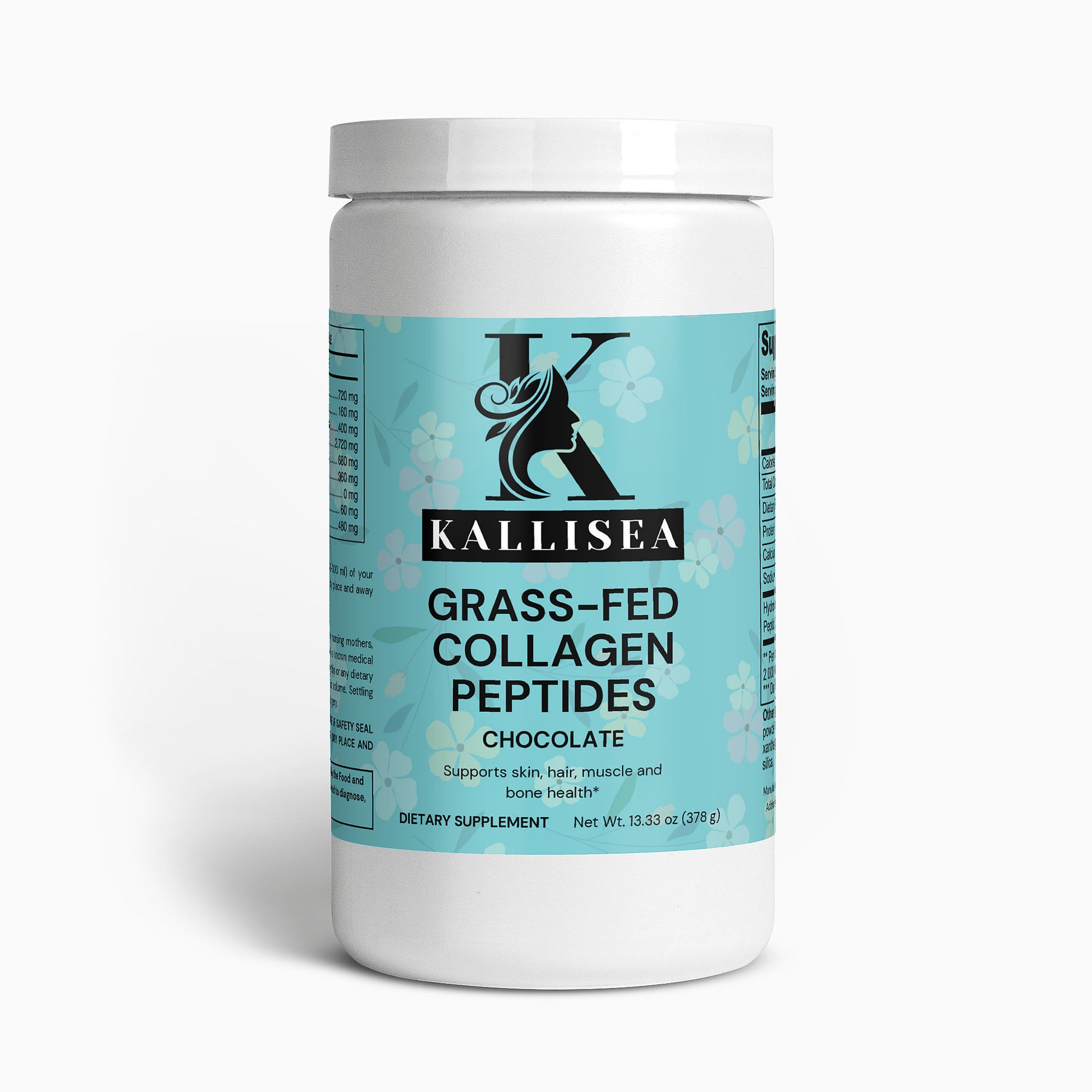 Kallisea Grass Fed Collagen Peptides Powder  Chocolate Flavor  Hydrolyzed Collagen Types I & III for Hair, Skin, Nails & Joint Support   Non GMO, Gluten Free Protein Supplement, 11.6 oz