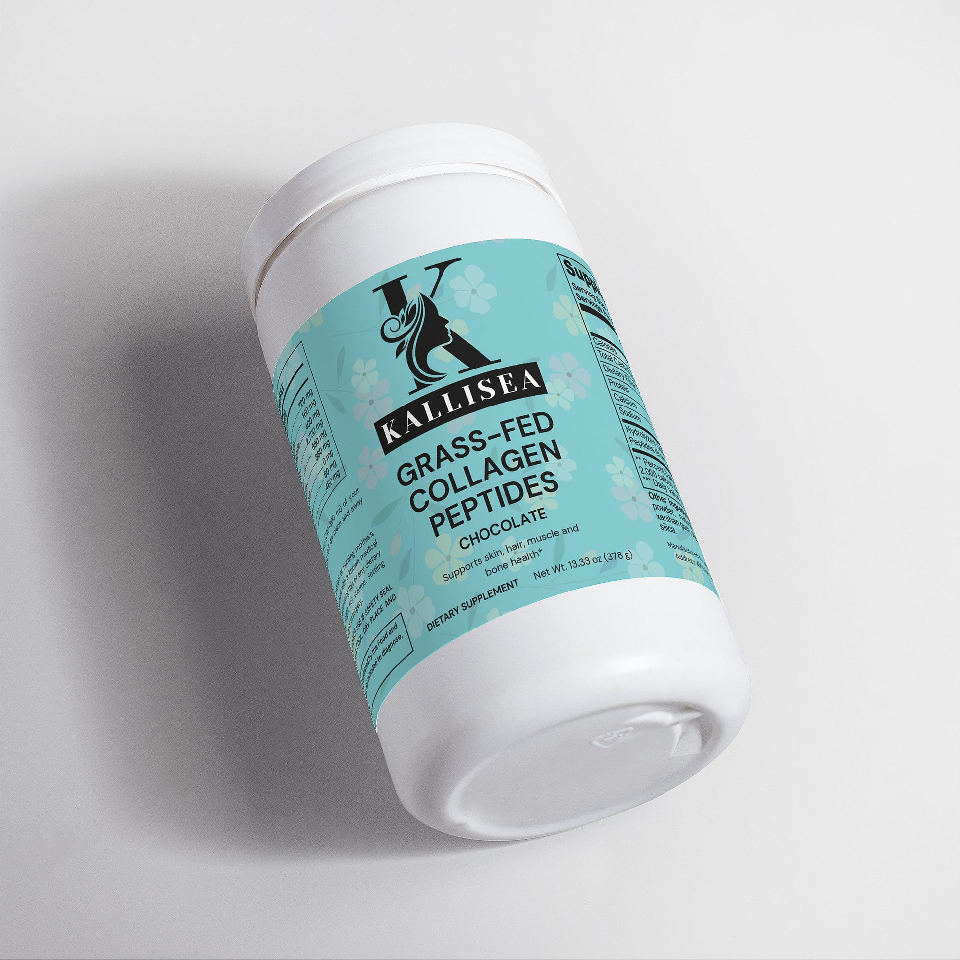 Kallisea Grass Fed Collagen Peptides Powder  Chocolate Flavor  Hydrolyzed Collagen Types I & III for Hair, Skin, Nails & Joint Support   Non GMO, Gluten Free Protein Supplement, 11.6 oz