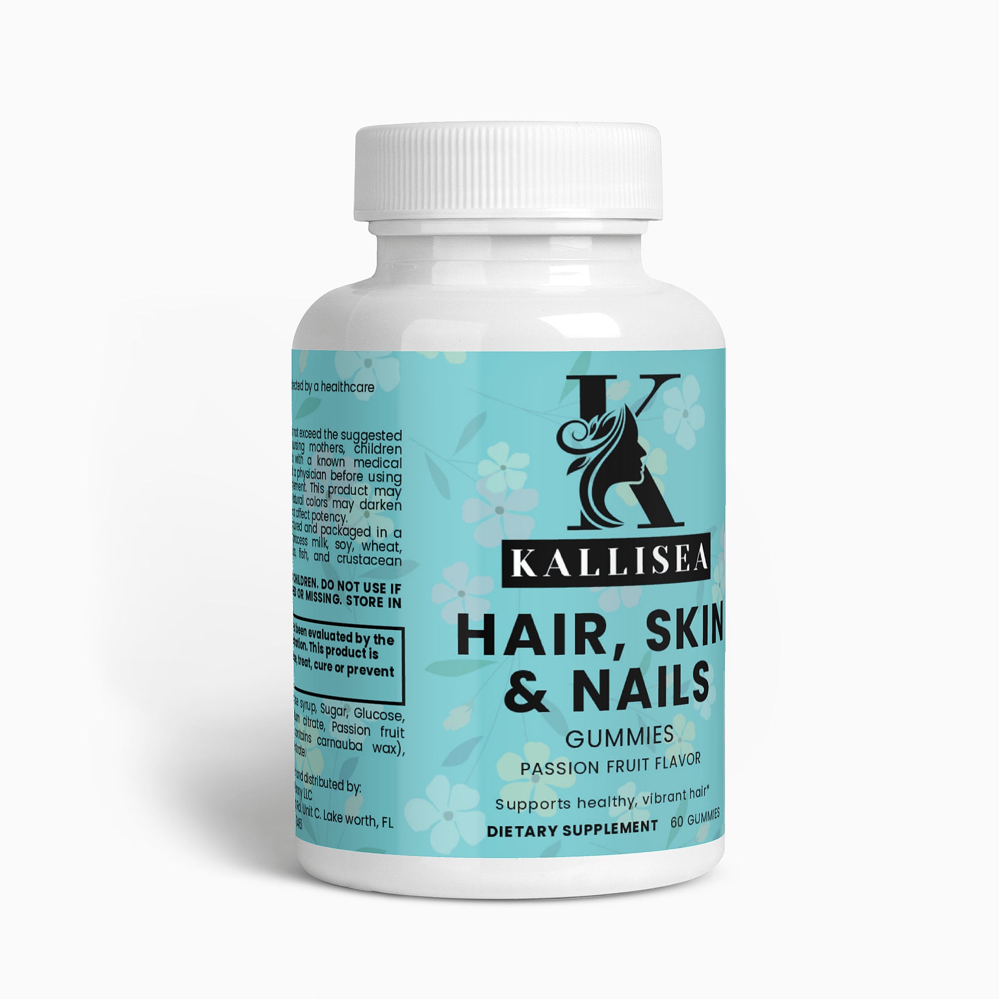 Kallisea Hair, Skin & Nails Gummies   Biotin, Collagen, Zinc & Vitamins A, C, D & E   Beauty Support for Glowing Skin, Strong Nails & Healthy Hair   Gluten Free, 60 Strawberry Gummies