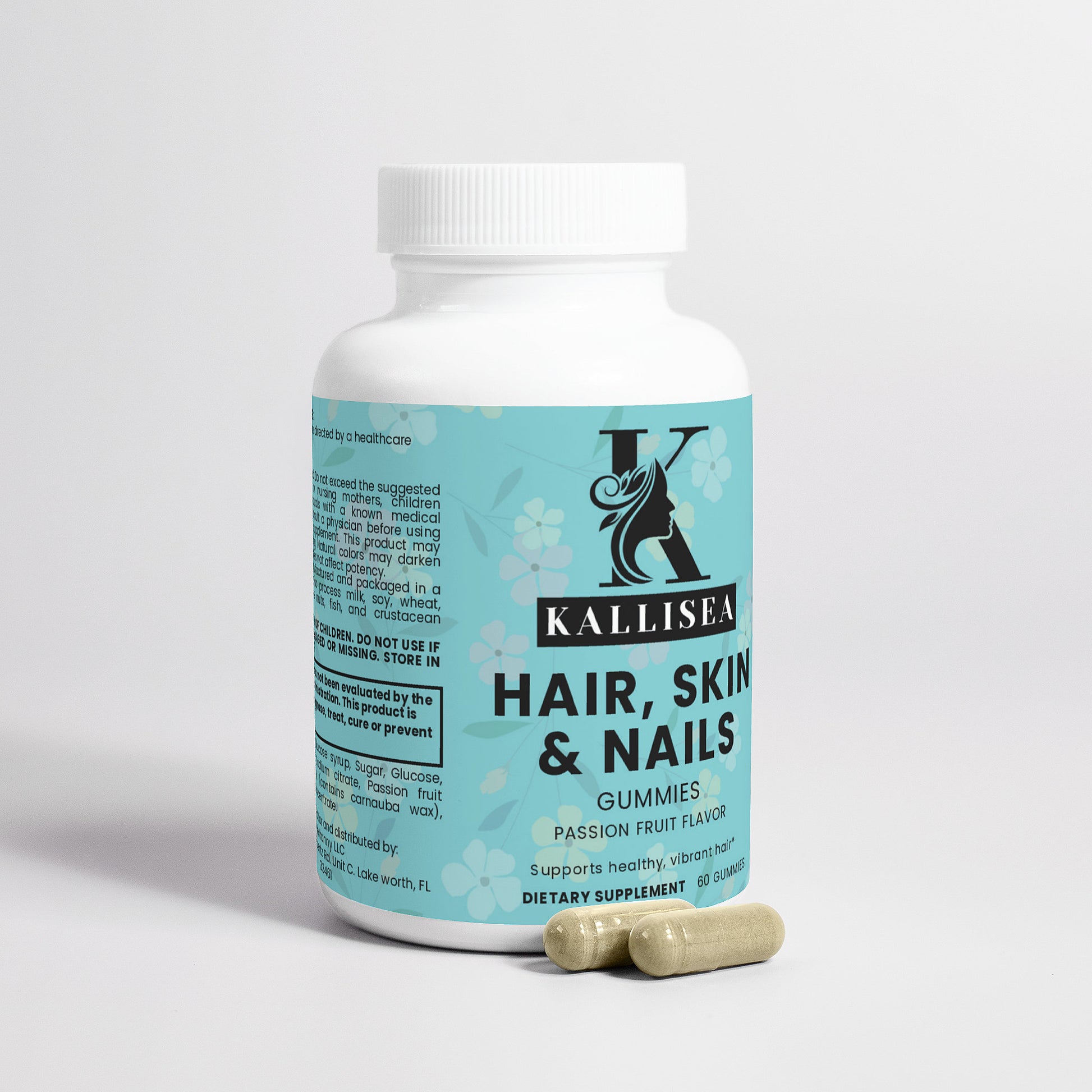 Kallisea Hair, Skin & Nails Gummies   Biotin, Collagen, Zinc & Vitamins A, C, D & E   Beauty Support for Glowing Skin, Strong Nails & Healthy Hair   Gluten Free, 60 Strawberry Gummies