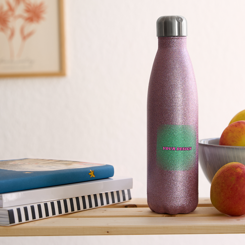 Insulated Stainless Steel Water Bottle - pink glitter