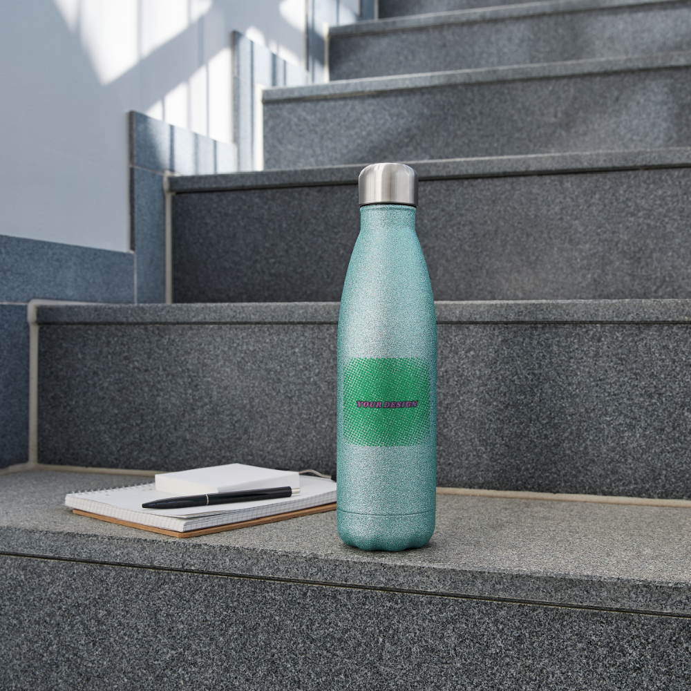 Insulated Stainless Steel Water Bottle - turquoise glitter