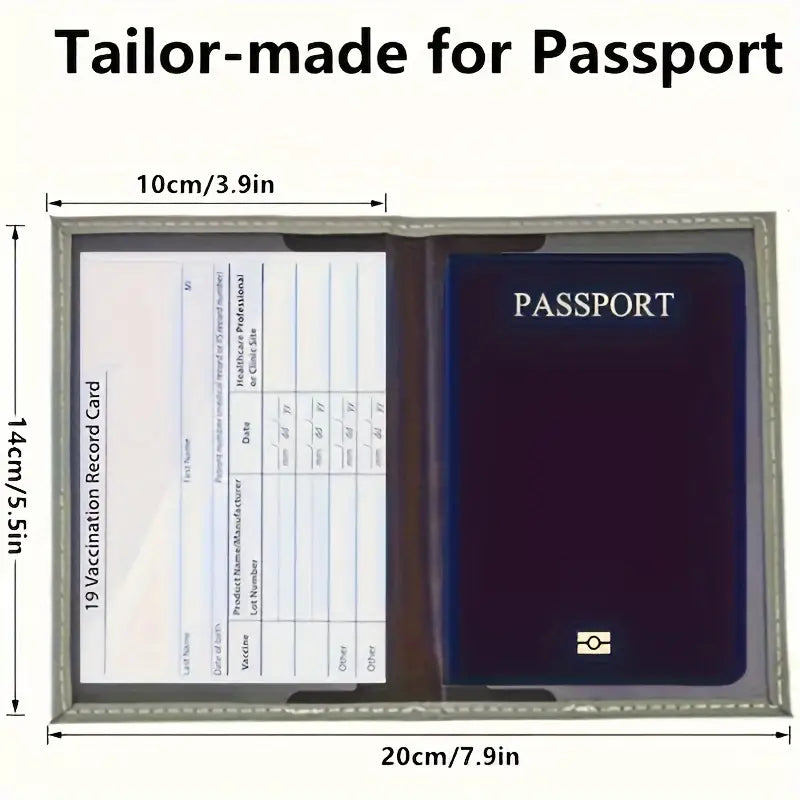 Stylish PU Leather Travel Passport Card Case - Securely Store Passport, Vaccine Card, and Travel Documents - Ideal for Couples and Families - Portable Flight Ticket Holder