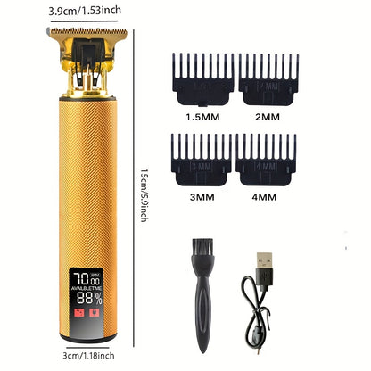 LCD Display Hair Clipper and Trimmer for Men - Retro Style 0mm Beard Shaver