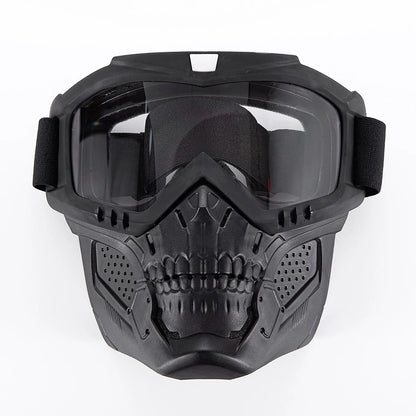 Skull Shield Motorcycle Goggles & Detachable Face Mask Windproof Anti-UV Protection