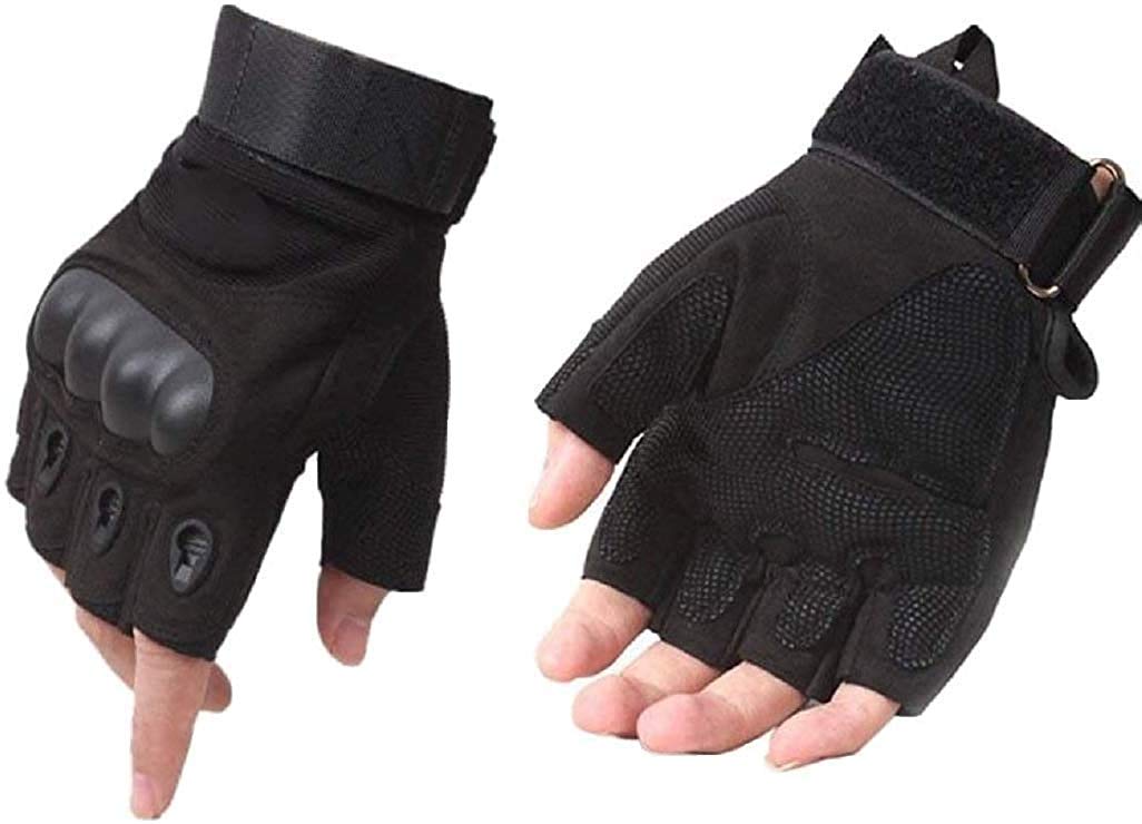 Tactical Fingerless Gloves Hard Knuckle Protection Breathable Comfort