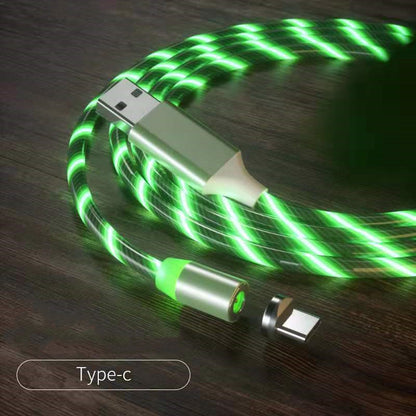 Magnetic Charging Cable, Streamer Fast Charging, Lightning Micro USB, LED Magnet Charger, Type-C Cable