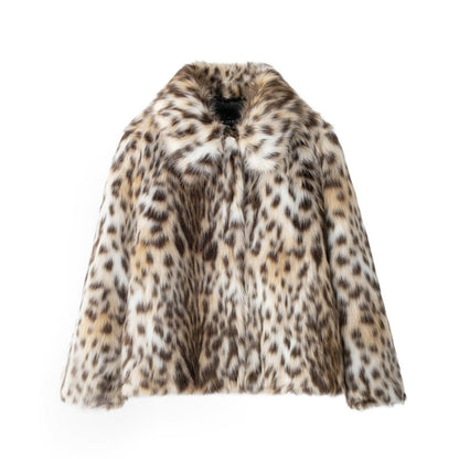 Women's Faux Fur Coat  Elegant Socialite-Style Jacket with Luxe Fur Effect