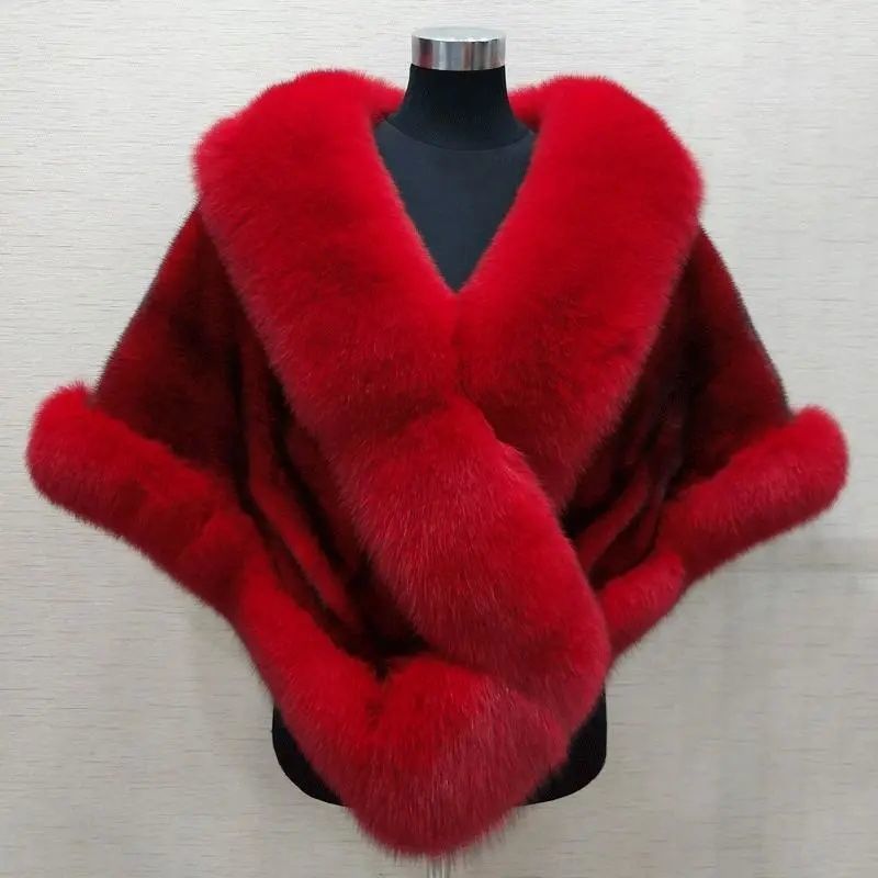 Luxury Women's Faux Fur Poncho Elegant Fluffy Shawl for Weddings & Evening Wear