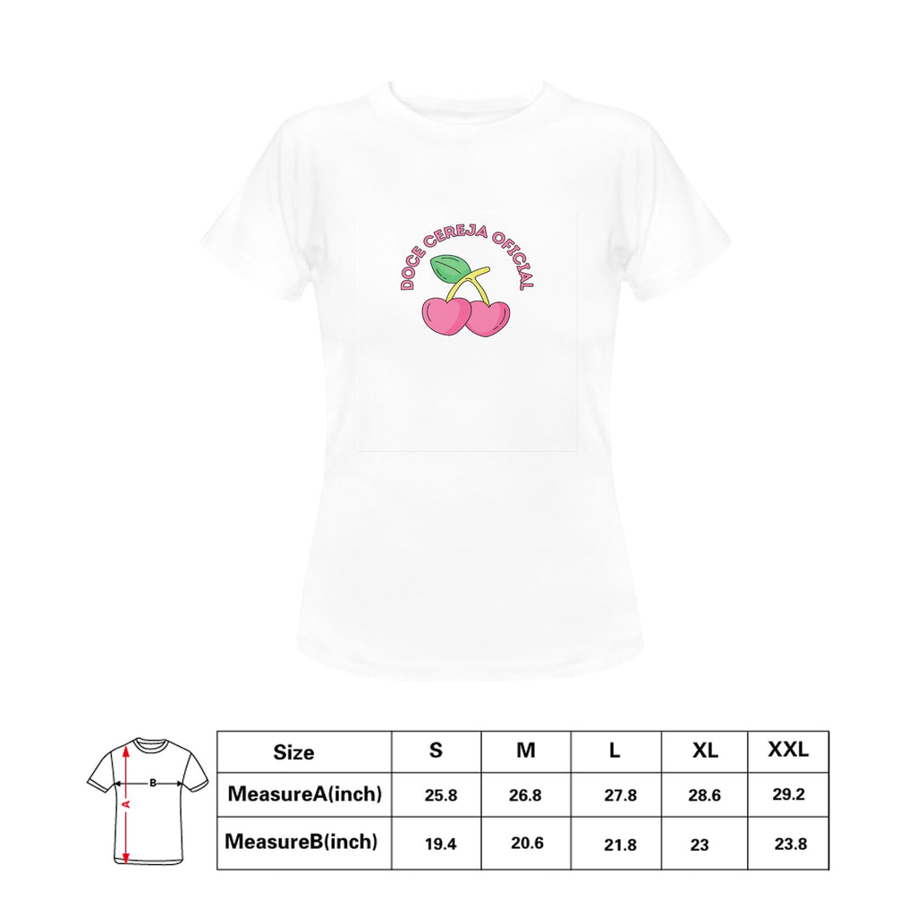 Classic Cotton T-Shirt for Women, Doce Cereja Oficial