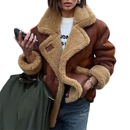 Women's Lamb Wool Jacket Cozy & Stylish Loose-Fit Faux Fur Coat