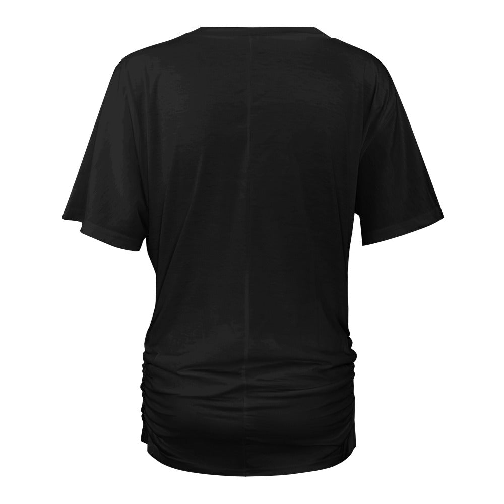 V-Neck Pleated T-Shirt  Doce Cereja Oficial
