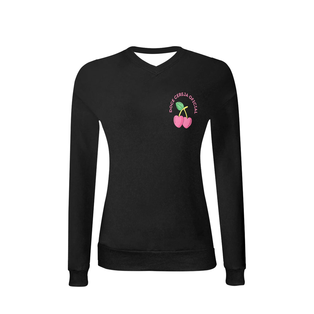 V-Neck Pullover Sweater for Women  Doce Cereja Oficial