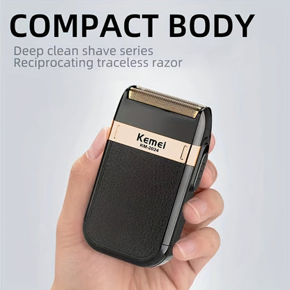 Kemei Twin Blade Electric Shaver for Men - Waterproof, Cordless, USB Rechargeable Razor with Reciprocating Blades for a Smooth and Comfortable Shave