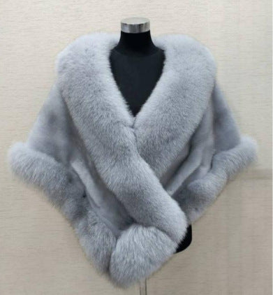 Luxury Women's Faux Fur Poncho Elegant Fluffy Shawl for Weddings & Evening Wear