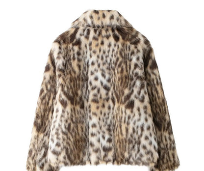 Women's Faux Fur Coat  Elegant Socialite-Style Jacket with Luxe Fur Effect