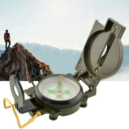 Portable Military Len Compass Folding Outdoor Camping Survival Tool with Precise Navigation for Army Green Hiking Expedition