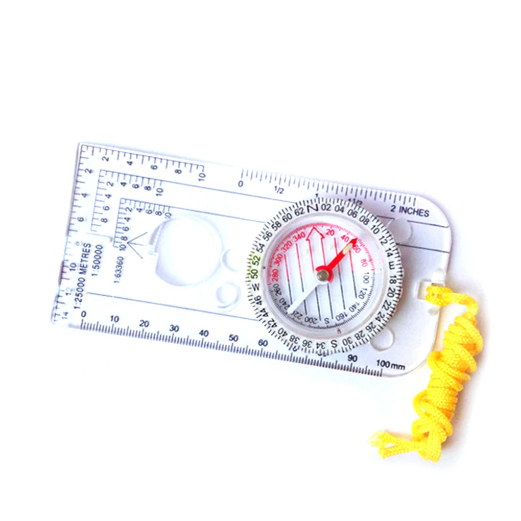 Multifunctional Mini Compass Map Scale Ruler Professional Gear for Outdoor Hiking Camping Survival Guiding