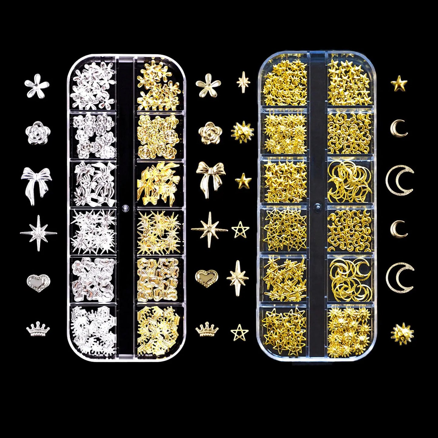 ✨ 3D Metal Punk Nail Studs  Gold & Silver Nail Charms for Bold, Edgy Nail Art ✨