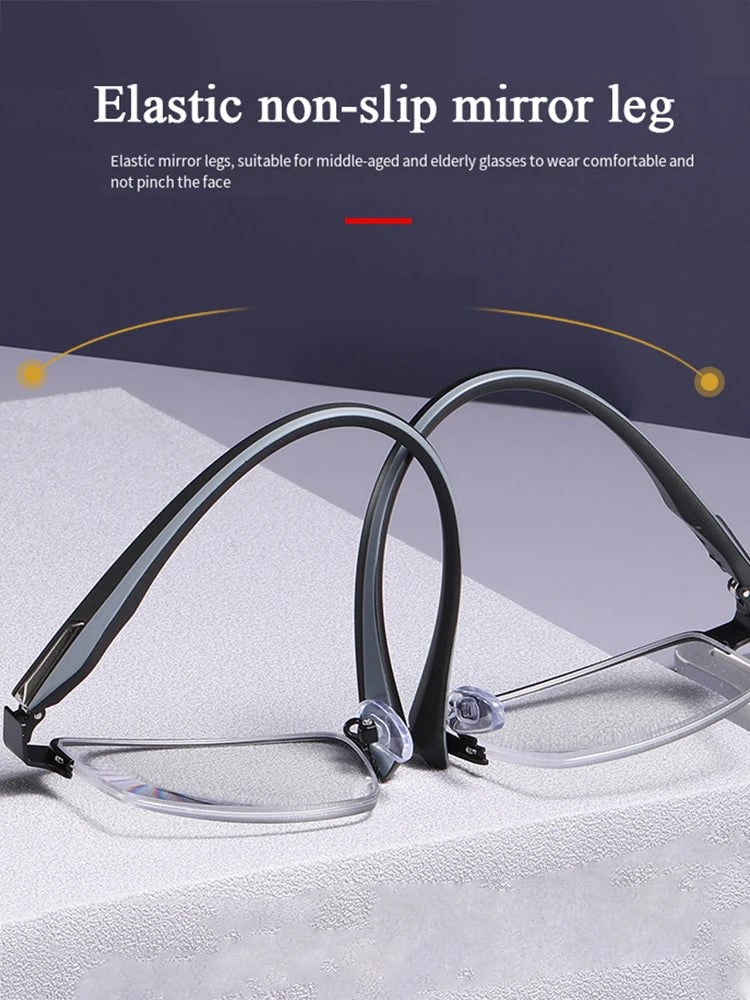 Magnifier Reading Glasses - Multifocal Smart Zoom Photochromic Metal Frame