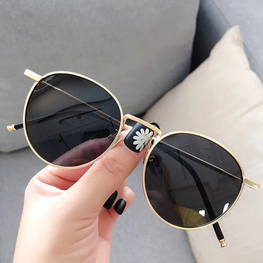 Retro Circle Alloy Frame Sunglasses - Unisex Luxury Design