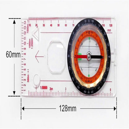 Portable Magnifying Compass Ruler Military Grade for Outdoor Hiking Camping Race Measure Map Scale