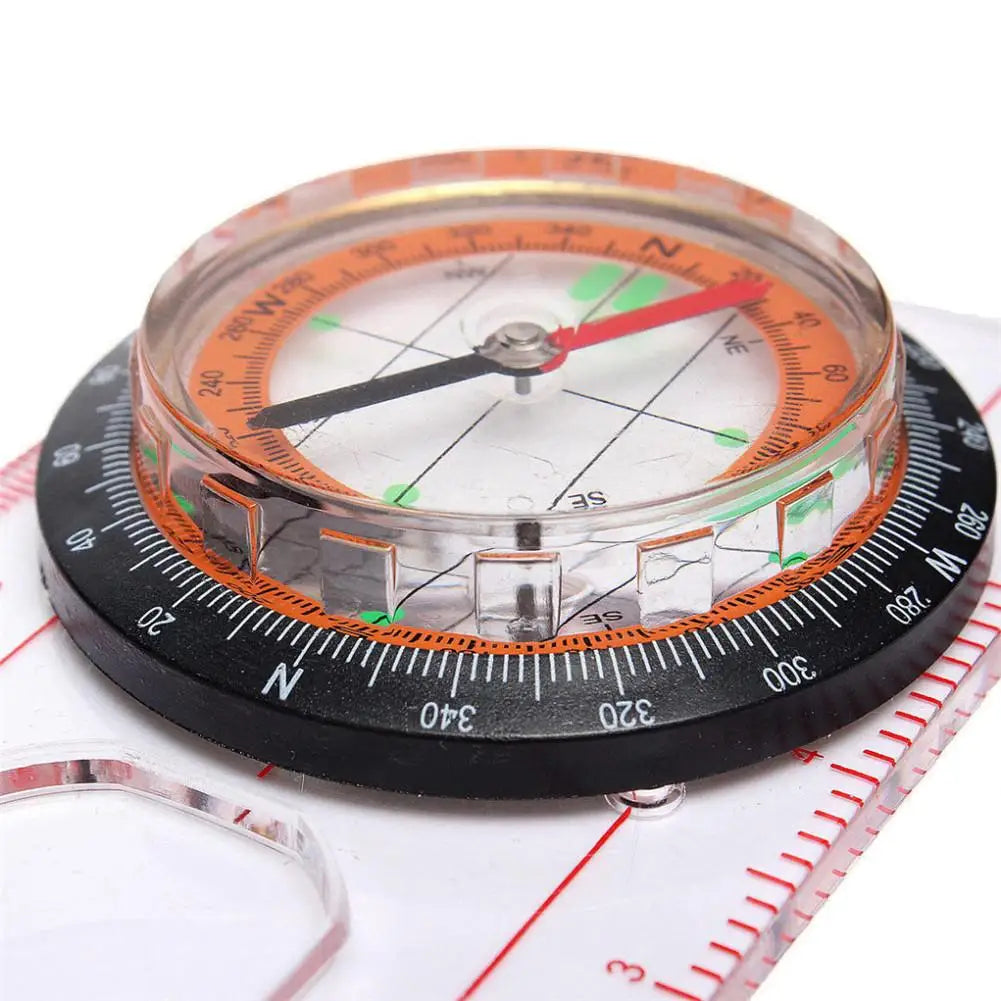 Portable Magnifying Compass Ruler Military Grade for Outdoor Hiking Camping Race Measure Map Scale