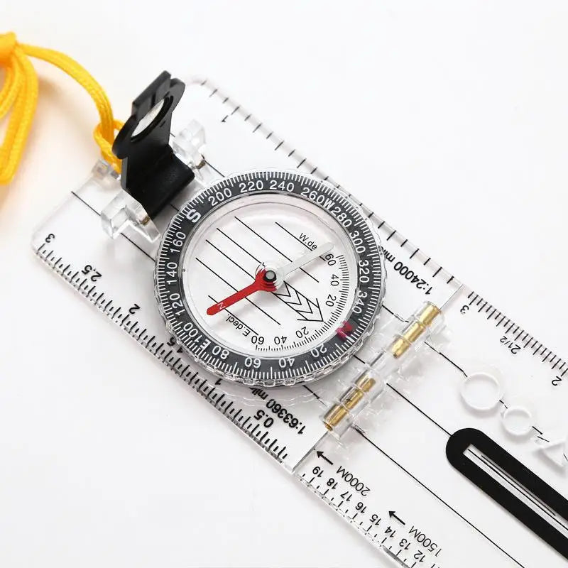 Multifunctional Folding Compass Waterproof Hiking Camping Survival Tool Mini Map Scale Ruler for Outdoor Activities