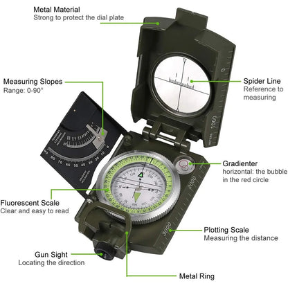 Outdoor Survival Military Compass Digital Navigation Gadget for Camping Hiking Geological Studies