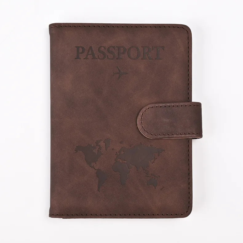 PU Leather Passport Cover Short Eye Catching Design Travel Wallet Protector Case With Credit Card Holder For Men and Women