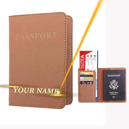 Engraved Name Passport Cover for Women Men Travel Credit Id Card Holder Case Wallet Short Eye Catching Design