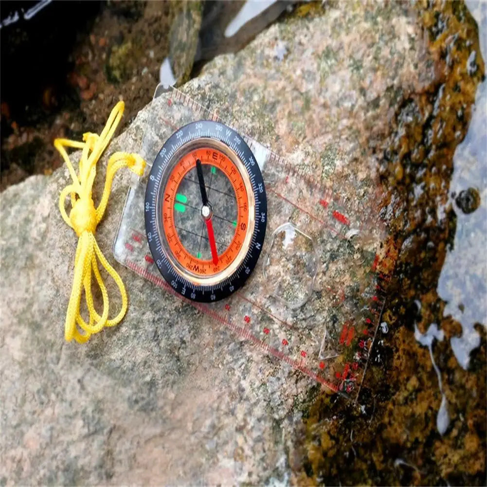 Portable Magnifying Compass Ruler Military Grade for Outdoor Hiking Camping Race Measure Map Scale