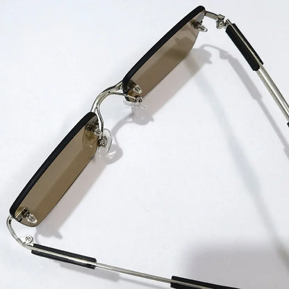 Crystal Stone Rimless Sunglasses - Vintage Business Classics