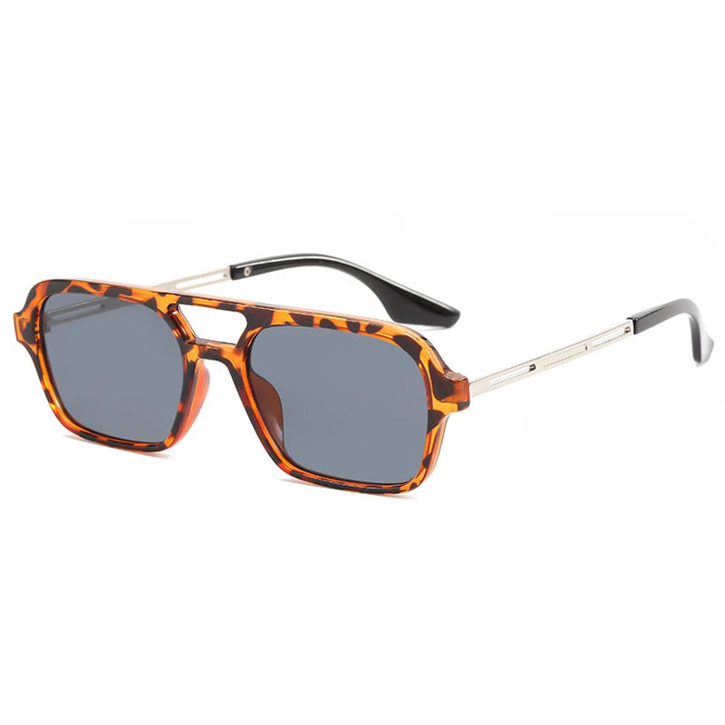 Small Frame Square Sunglasses - Vintage Hollow Leopard Blue