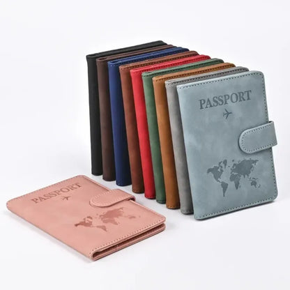 PU Leather Passport Cover Short Eye Catching Design Travel Wallet Protector Case With Credit Card Holder For Men and Women