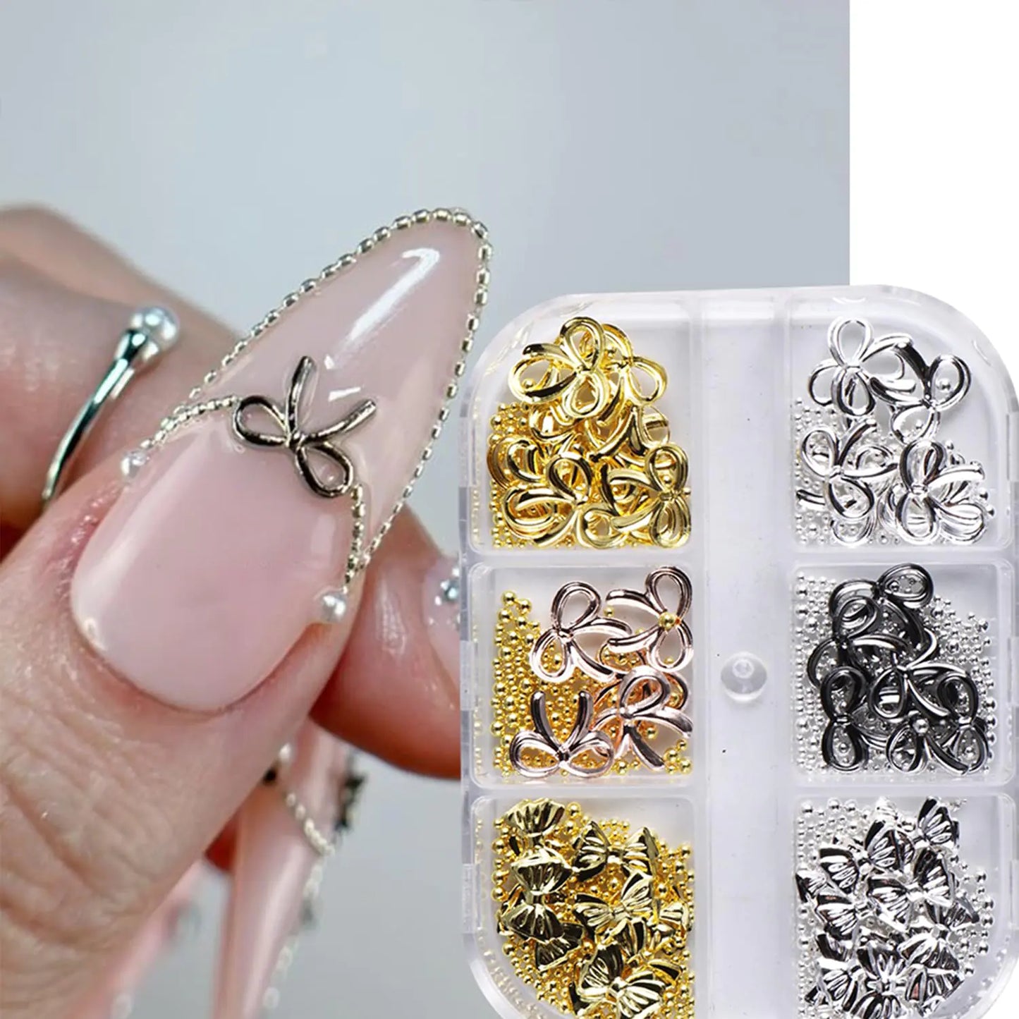 🎀 Bow Charms for Nails – 3D Gold & Silver Alloy Nail Art Charms 🎀