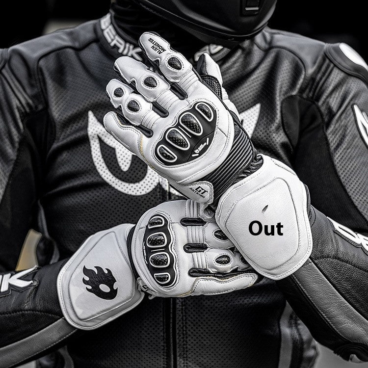 Optimize product title: Carbon Fiber Long Track Motorcycle Glove