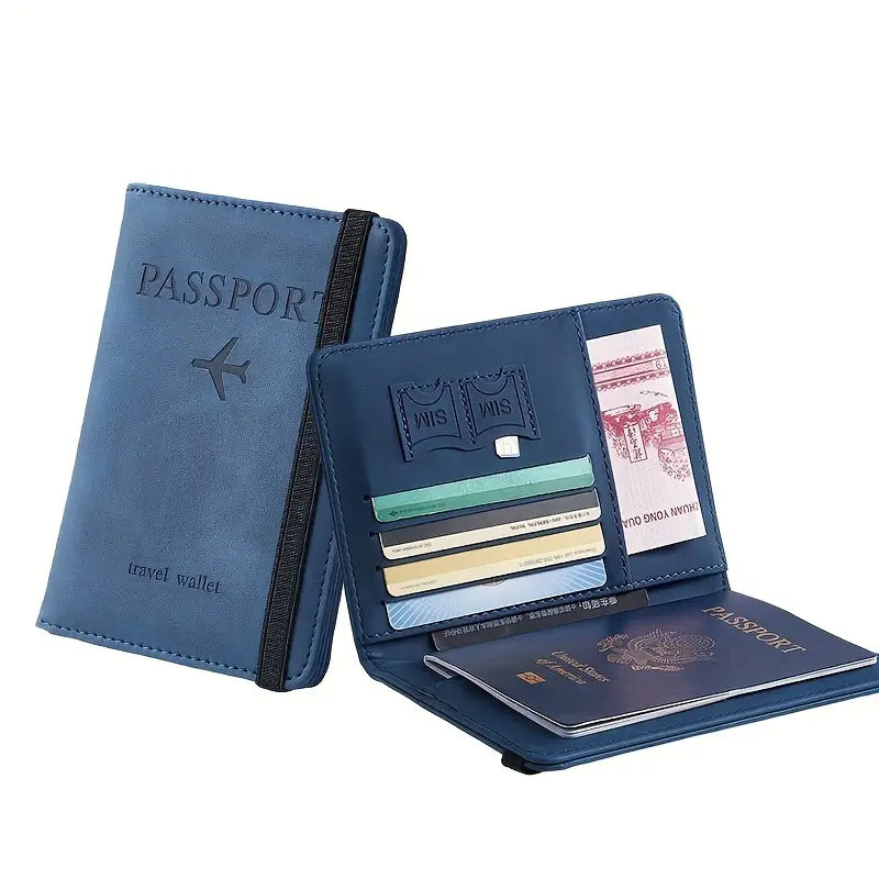 Aventura Depot stylish PU Leather Passport Holder with RFID Blocking Case Cover Card Wallet