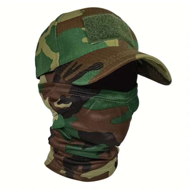 🌟Balaclava Set Tactical Camo Cap & UV Neck Gaiter Set – Breathable Cotton Hat and Cooling Polyester Scarf for Outdoor Activities 🌟 - Merkanny