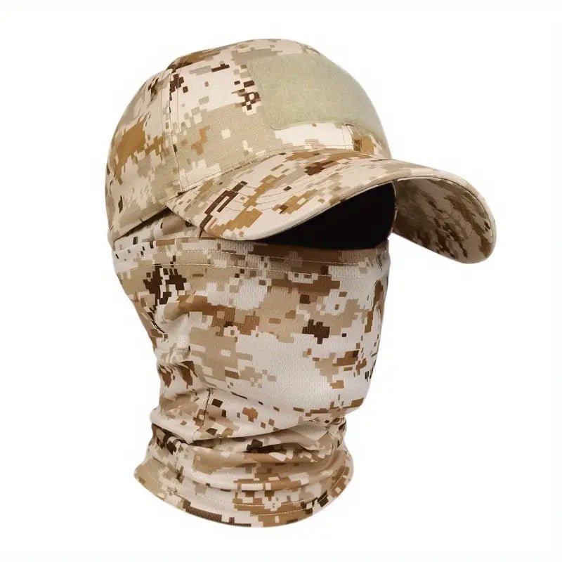 🌟Balaclava Set Tactical Camo Cap & UV Neck Gaiter Set – Breathable Cotton Hat and Cooling Polyester Scarf for Outdoor Activities 🌟 - Merkanny