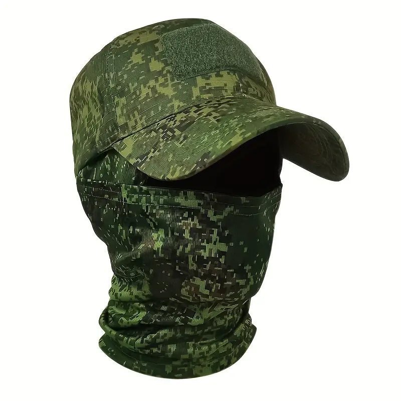 🌟Balaclava Set Tactical Camo Cap & UV Neck Gaiter Set – Breathable Cotton Hat and Cooling Polyester Scarf for Outdoor Activities 🌟 - Merkanny