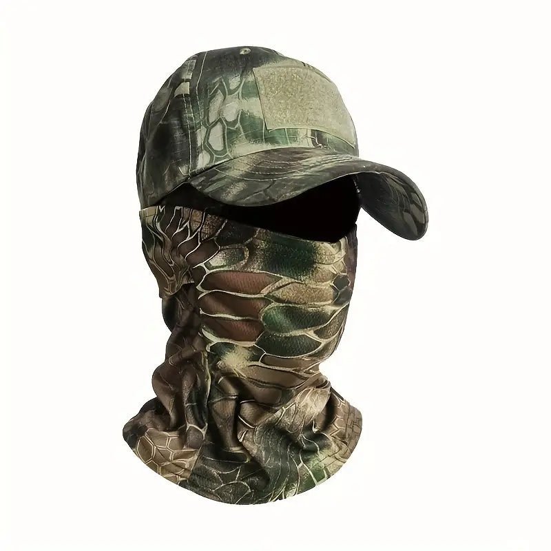 🌟Balaclava Set Tactical Camo Cap & UV Neck Gaiter Set – Breathable Cotton Hat and Cooling Polyester Scarf for Outdoor Activities 🌟 - Merkanny