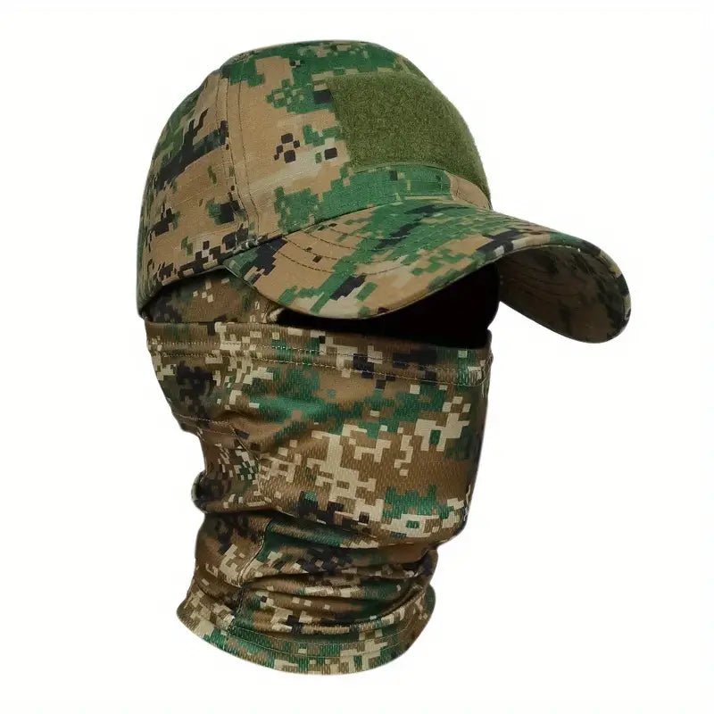 🌟Balaclava Set Tactical Camo Cap & UV Neck Gaiter Set – Breathable Cotton Hat and Cooling Polyester Scarf for Outdoor Activities 🌟 - Merkanny