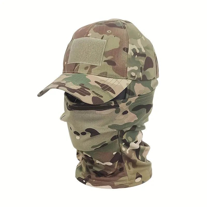 🌟Balaclava Set Tactical Camo Cap & UV Neck Gaiter Set – Breathable Cotton Hat and Cooling Polyester Scarf for Outdoor Activities 🌟 - Merkanny