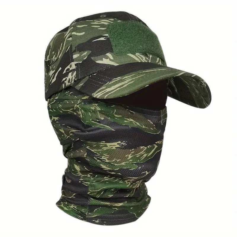 🌟Balaclava Set Tactical Camo Cap & UV Neck Gaiter Set – Breathable Cotton Hat and Cooling Polyester Scarf for Outdoor Activities 🌟 - Merkanny